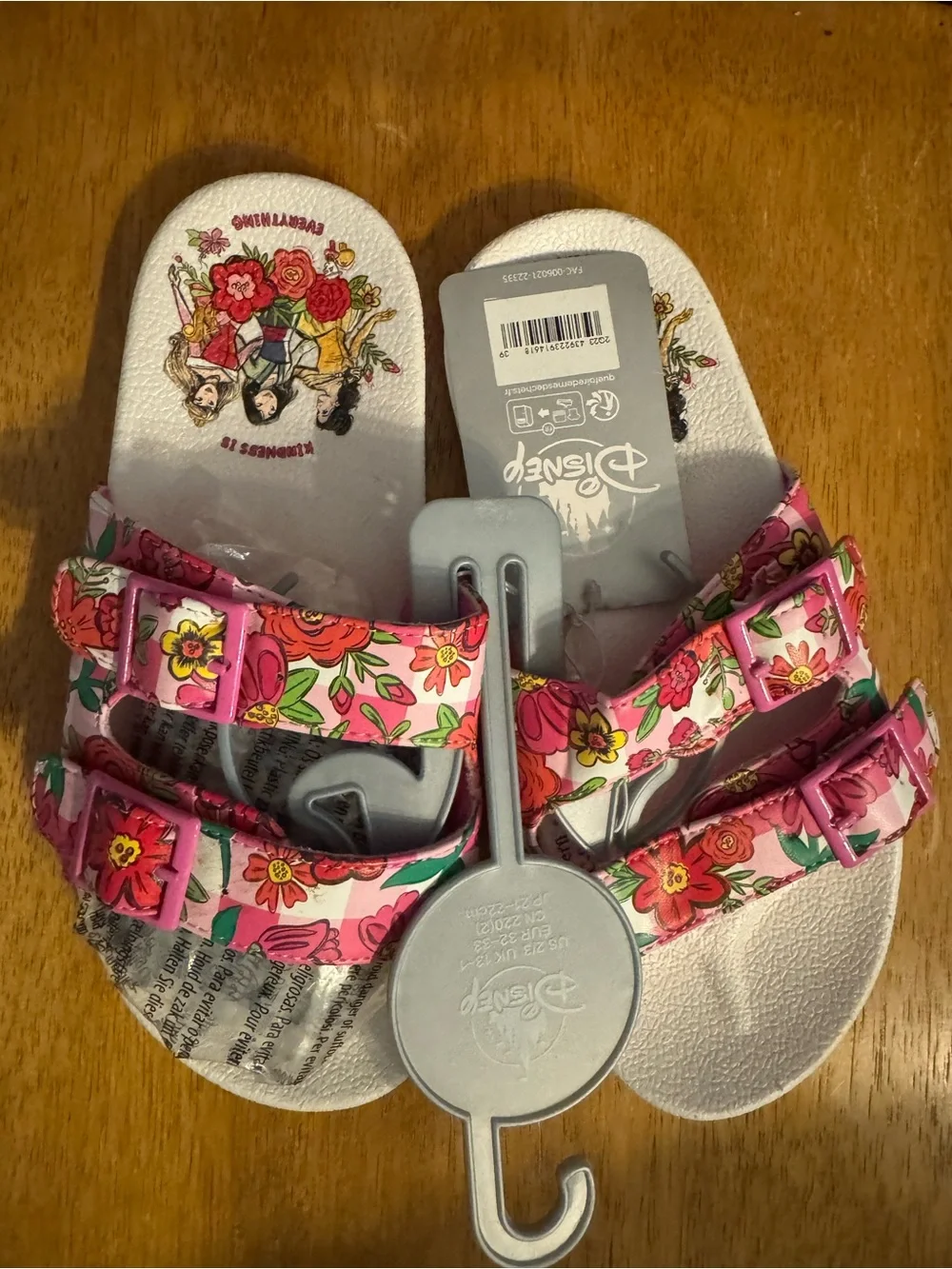 Disney Pink Floral Double-Strap Kids Slide Sandals